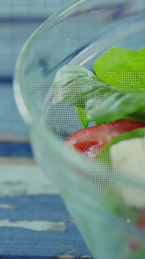 Vertical video: Map overlay appearing, camera moving up-right, revealing bowl, Stock Footage 334544704