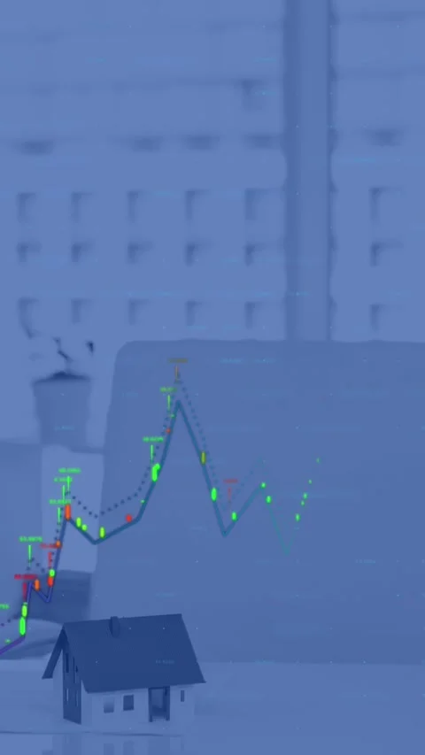 Vertical video: Market chart drawing from corner at start, candles projecting Stock Footage 344706196