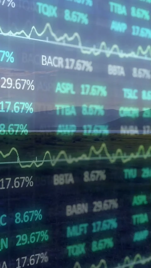 Vertical video: Market overlay starting feed updating ticks moving line showing Stock Footage 334604587