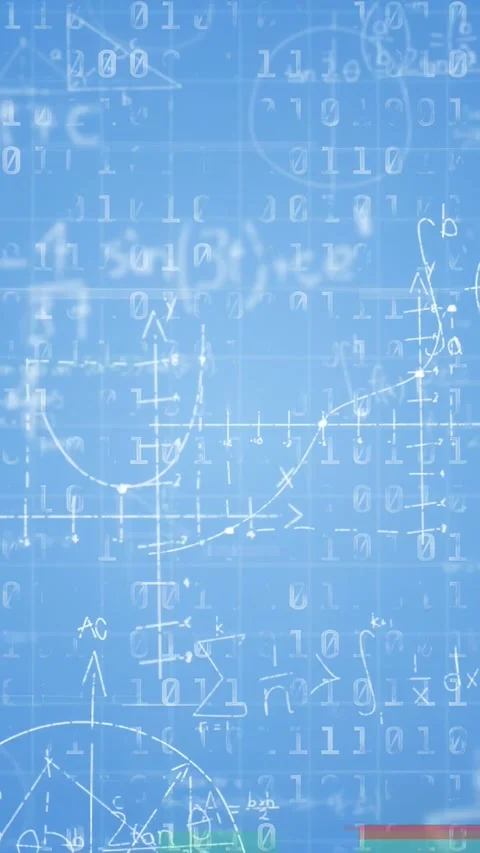 Vertical video: Math binary overlay reacting to Venn appearance, scrolling and Stock Footage 334770987