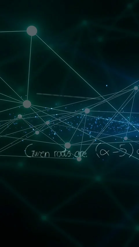 Vertical video: Math emerging spurring nodes shifting while camera panning right Stock Footage 335802819