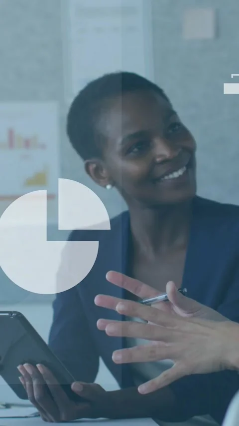 Vertical video: Mgr with tab peer pointing pen causing cloud icon turning into Stock Footage 330286224