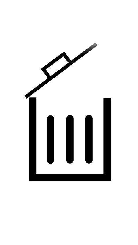 Vertical video of minimalist trash can icon representing waste disposal. Mi.. Stock Footage 316454761