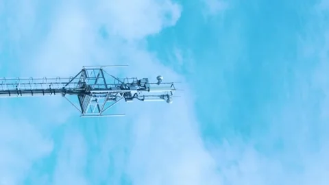 Vertical Video. Mobile Communication Tower, 3G, 5G Transmitter, Cell Tower, Mobi Stock Footage 249810332
