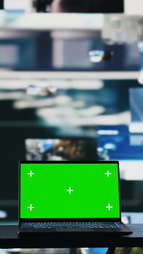 Vertical Video Mockup chroma key on a pc next to satellite imagery of enemy Stock Footage 310701787