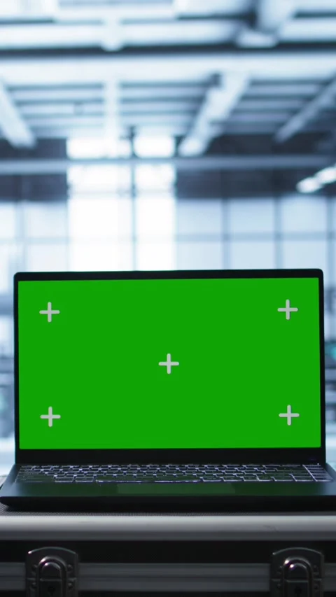 Vertical video Mockup laptop in data center running error checking software Stock Footage 277859996
