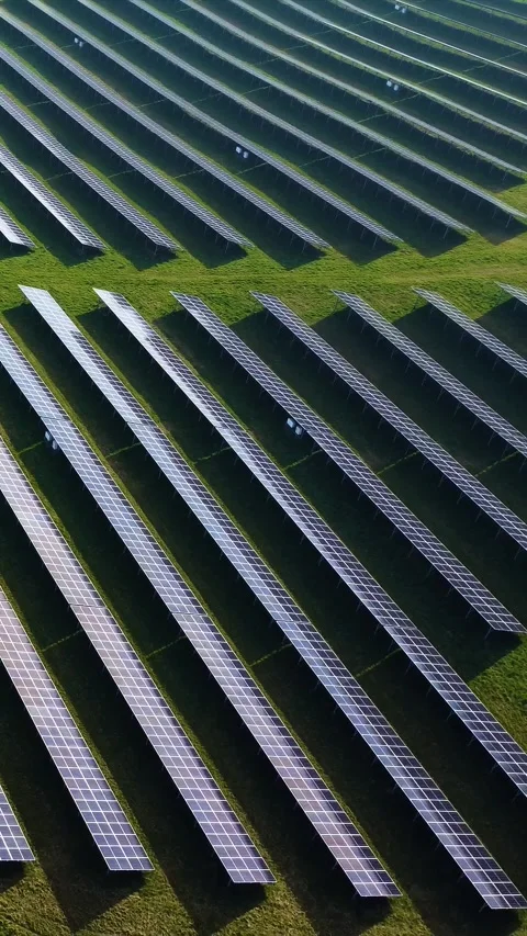 Vertical Video of Modern Solar Panel Array in UK. Stock Footage 333584808