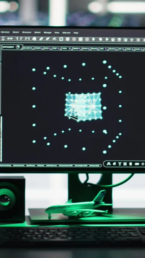 Vertical video Monitors in data center displaying node tree interfaces Stock Footage 308755971