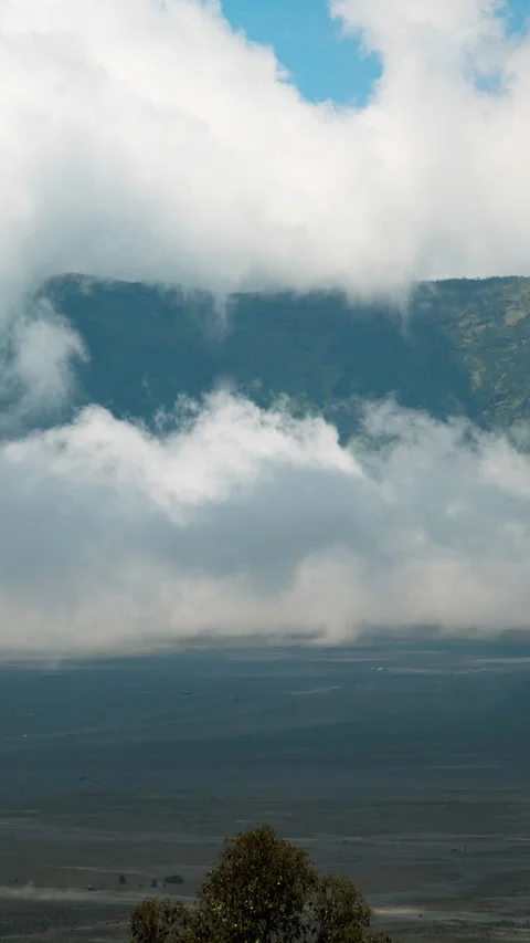 Vertical video - Mount Bromo Clouds Timelapse Stock-Footage 280368423