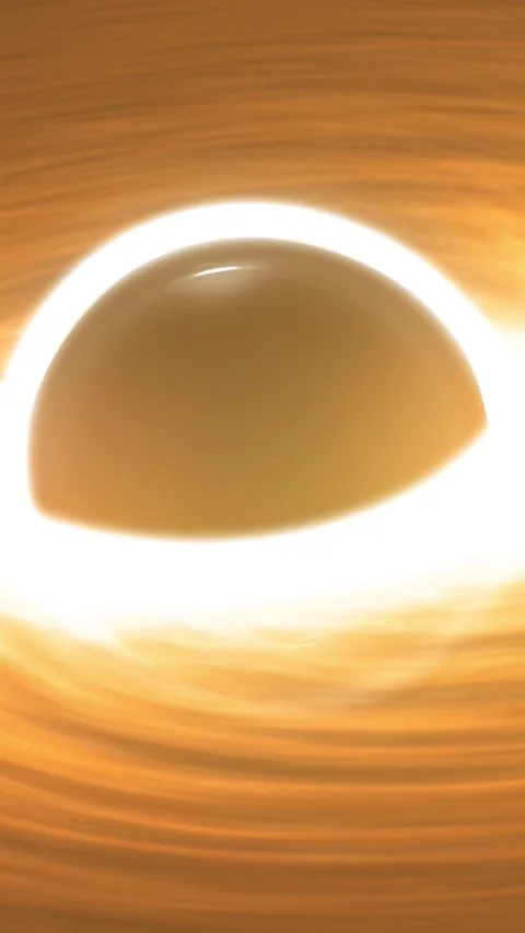 Vertical Video Moving Across Black Hole with Large Hot Glowing Accretion Disk Stock Footage 309520247