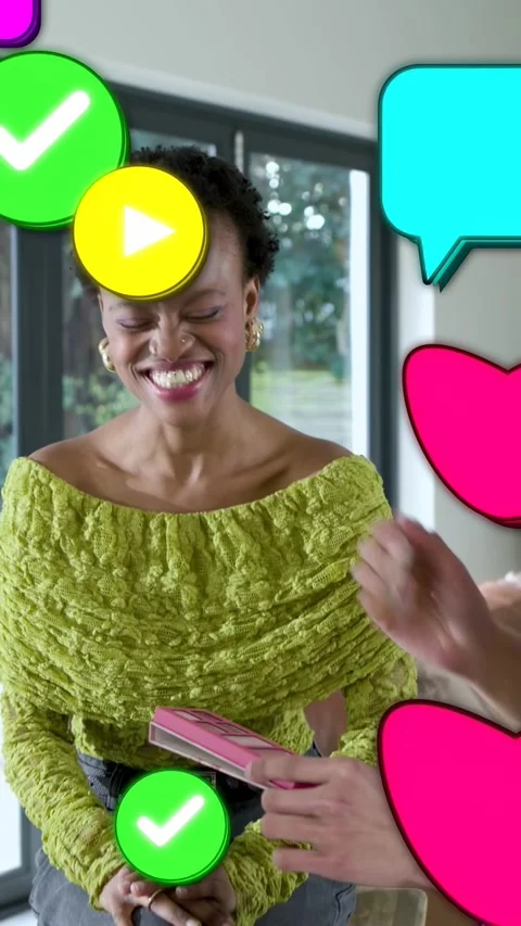 Vertical video: MUA picking pink palette applying makeup on woman for demo as Stock Footage 333577613