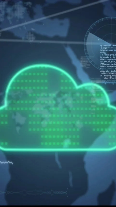 Vertical video: Neon-green cloud outline appearing, filling with dot matrix and Stock Footage 335678017