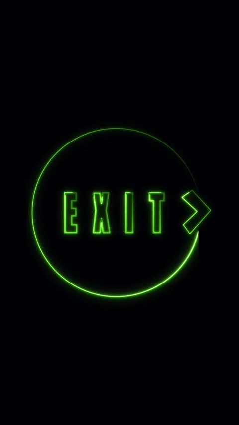 Vertical video neon green exit sign animation loop seamless glowing arrow t.. Stock Footage 321630117