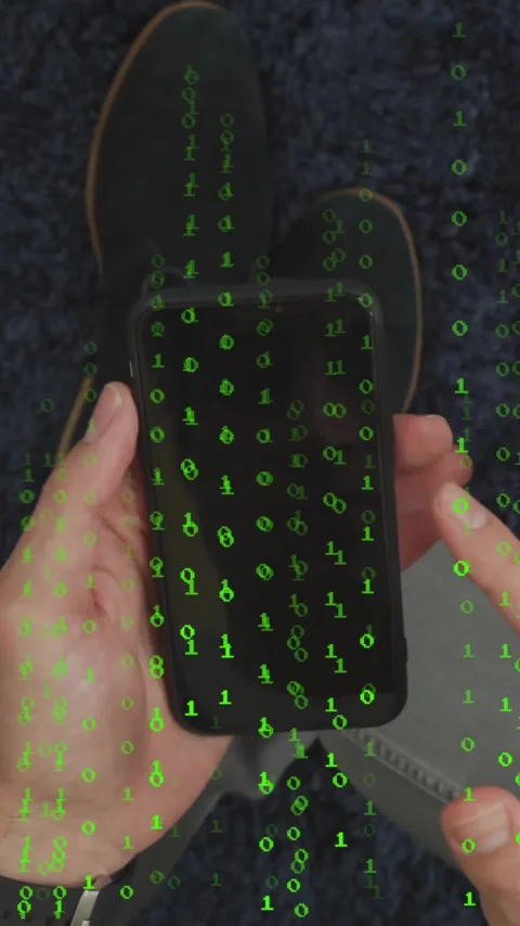 Vertical video: Neon rain appearing as person holding phone and tapping right Stock Footage 333319977