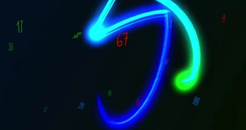 Vertical video: Neon trails looping into parallel lines on dark void after green Stock Footage 331161488