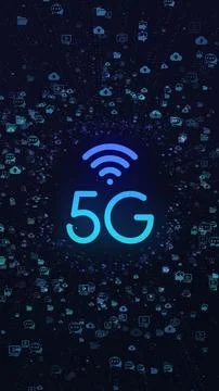 Vertical video. Network and communication concepts. 5G network digital Illustrazione stock
