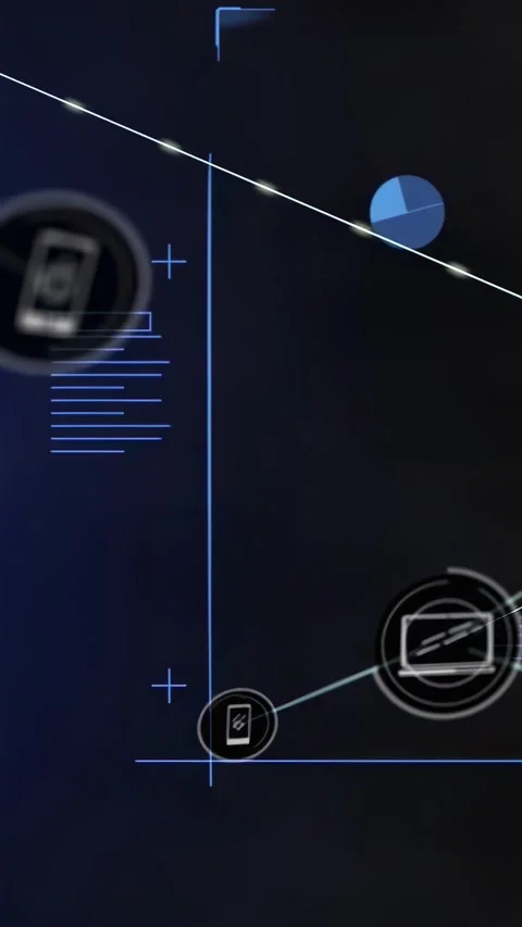 Vertical video: Network graphic forming after sweep, spawning device icons, Stock Footage 330720595