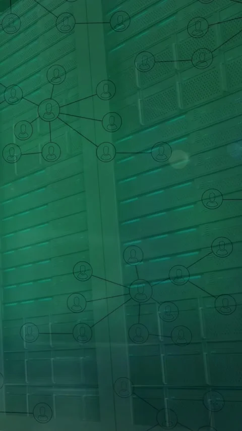 Vertical video: Network overlay showing new messages, causing envelopes drifting Stock Footage 332669538