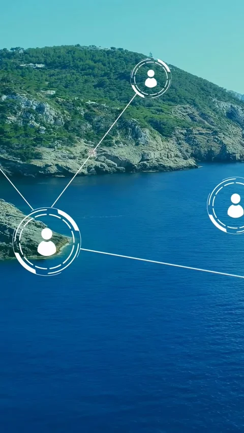 Vertical video: On network ping avatar HUD fading, growing, connecting nodes to Stock Footage 332775847