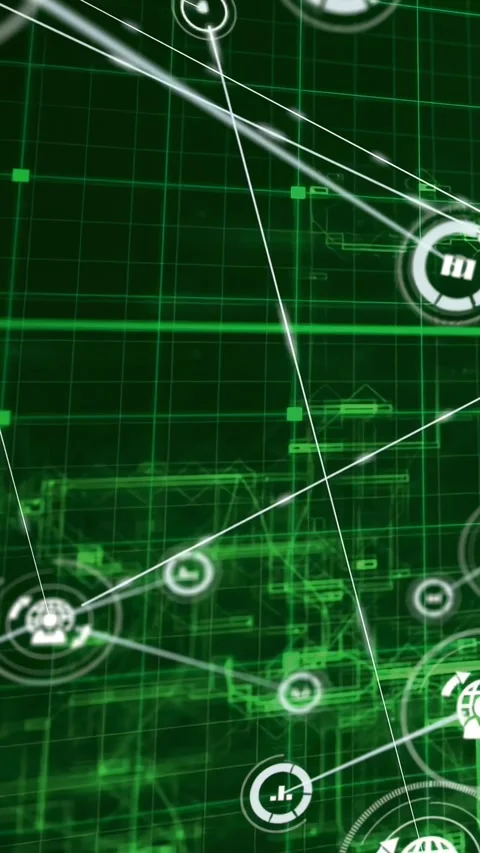 Vertical video: Network showing links, diagonal streak sparking nodes popping, Stock Footage 333464871