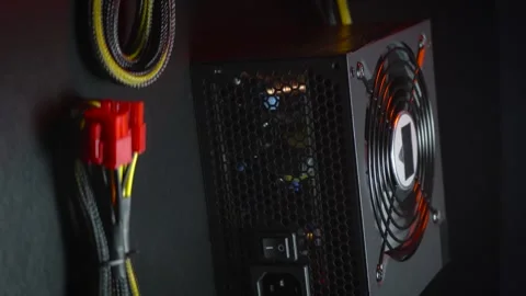 Vertical video a new powerful computer power supply 스톡 동영상 304489928