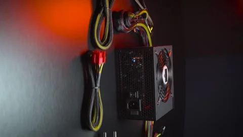 Vertical video a new powerful computer power supply 스톡 동영상 304489929