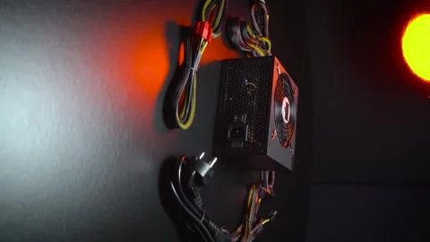 Vertical video a new powerful computer power supply 스톡 동영상 304489931