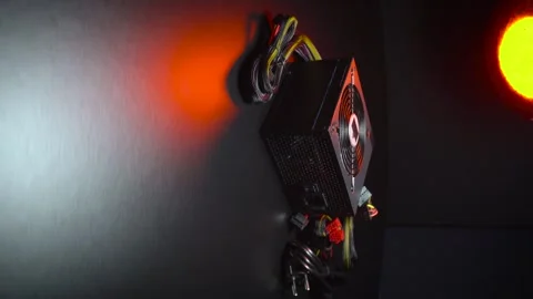 Vertical video a new powerful computer power supply 스톡 동영상 304489932