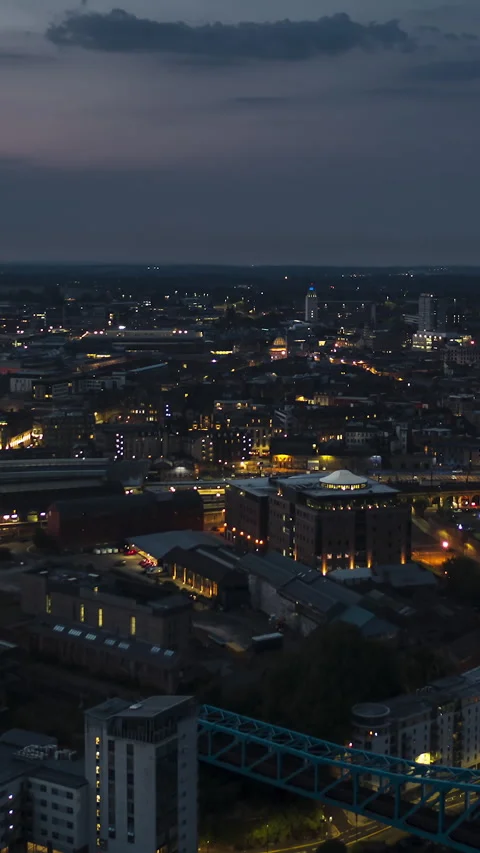 Vertical Video of Newcastle Upon Tynes, Vertical Aerial View Shot Stock Footage 311028868