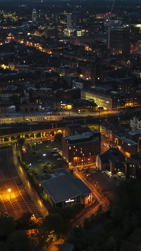 Vertical Video of Newcastle Upon Tynes, Vertical Aerial View Shot Stock Footage 311028872