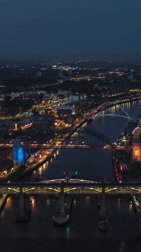 Vertical Video of Newcastle Upon Tynes, Vertical Aerial View Shot Stock Footage 311028889