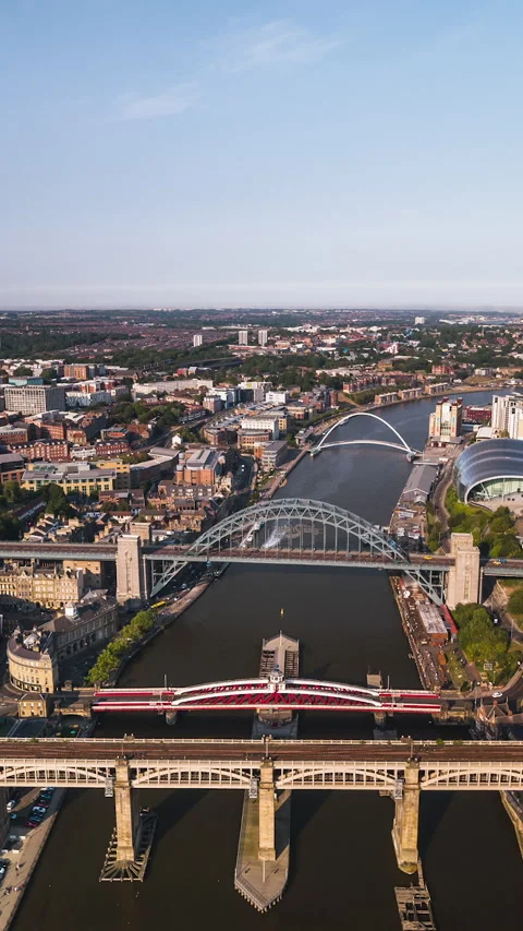 Vertical Video of Newcastle Upon Tynes, Vertical Aerial View Shot Stock Footage 311029086
