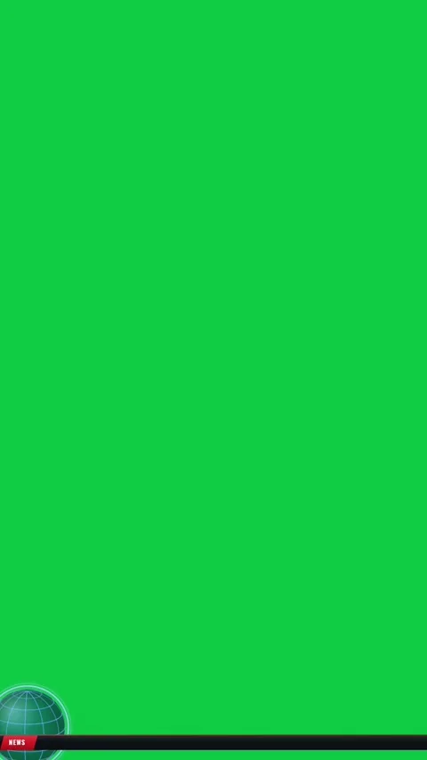 Vertical Video News Ticker Globe Lower Third Green Screen Stock Footage 345372399