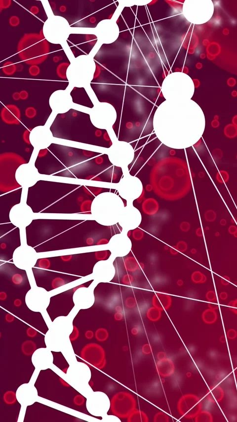 Vertical video: Node cluster appearing, DNA helix oscillating and network Vidéo 335678104