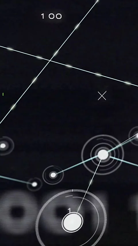 Vertical video: Node moving along trace starting tech network forming on dark 動画素材 333006096