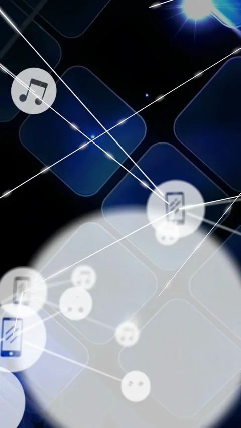 Vertical video: Node popping, sending links and forming phone-music hub to share Video stock 332507096