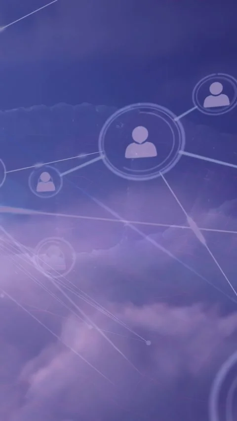 Vertical video: Nodes rising core node sending links connecting users forming 스톡 동영상 330195748