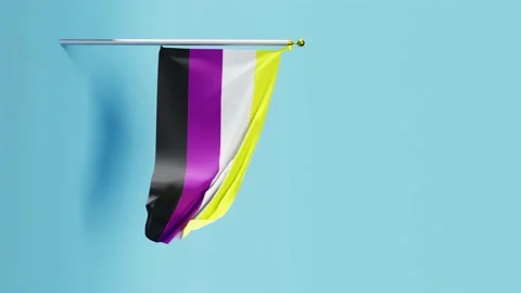 Vertical video of Non-binary Pride Flag isolated against blue background; 動画素材 238850293
