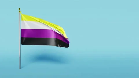 Vertical video of Non-binary Pride Flag isolated against blue slowmotion 動画素材 238851589