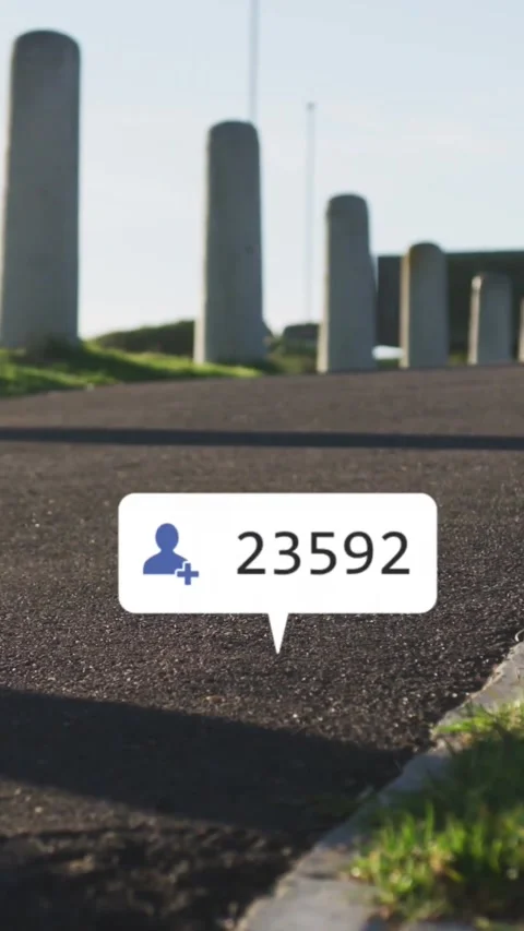 Vertical video: Notifications appearing over path, woman running uphill, bubbles Stock Footage 334187330