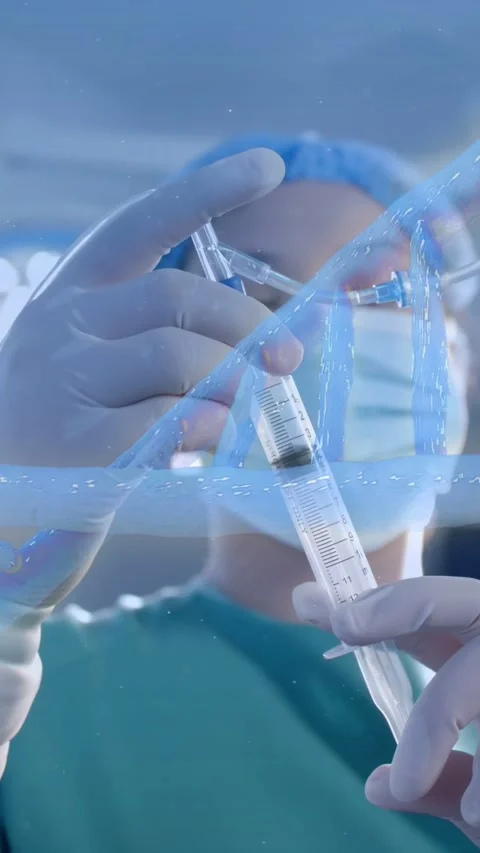 Vertical video: Nurse drawing syringe aligning tubing preparing medical infusion Stock Footage 332806469