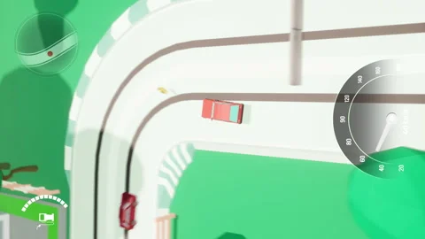 Vertical video of an obstacle course challenge in an old-school driving game Stock Footage 283113390