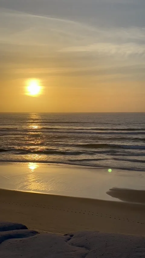 Vertical video Ocean Sunset Beach Portugal Stock Footage 264490437