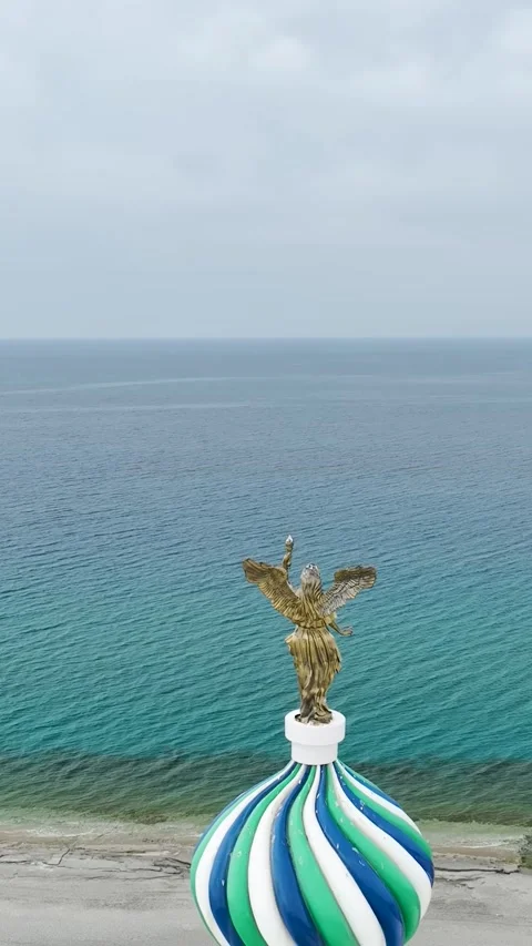 Vertical Video of Oceanfront Villas With Private Pool Zones Stock Footage 342368338