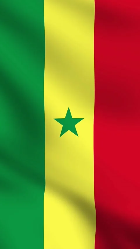 Vertical video of the official Senegal flag fluttering in the wind 動画素材 299610945