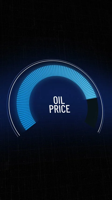 Vertical video, oil price gauge climbing on dark background, digital hud inte Stock Footage 337911022