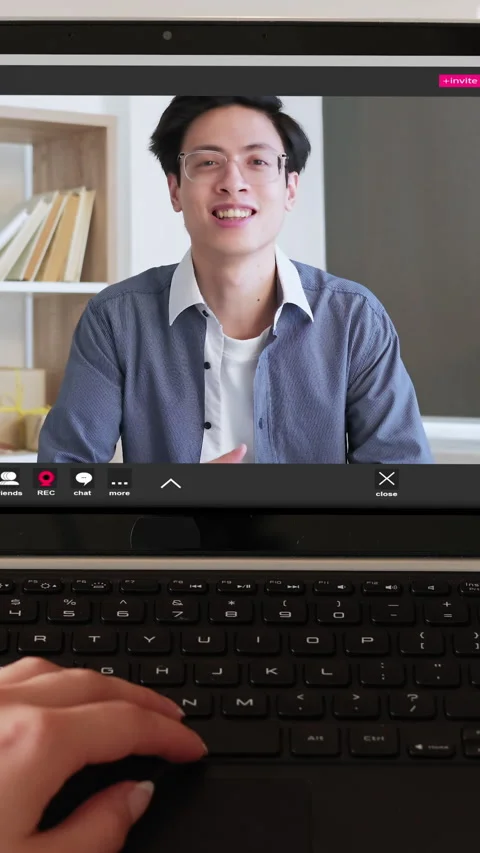 Vertical video online coaching man laptop hands Stock Footage 260864091