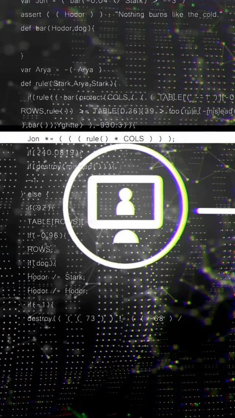 Vertical video: Opening code scrolling up bar sweeping user icon pulsing Video stock 329840401