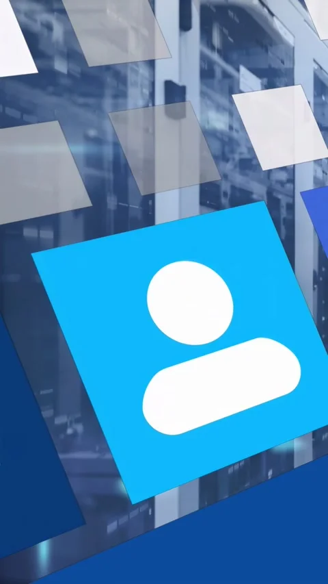 Vertical video: Opening frame, blue tiles rotating across racks, showing mail Stock Footage 332823614