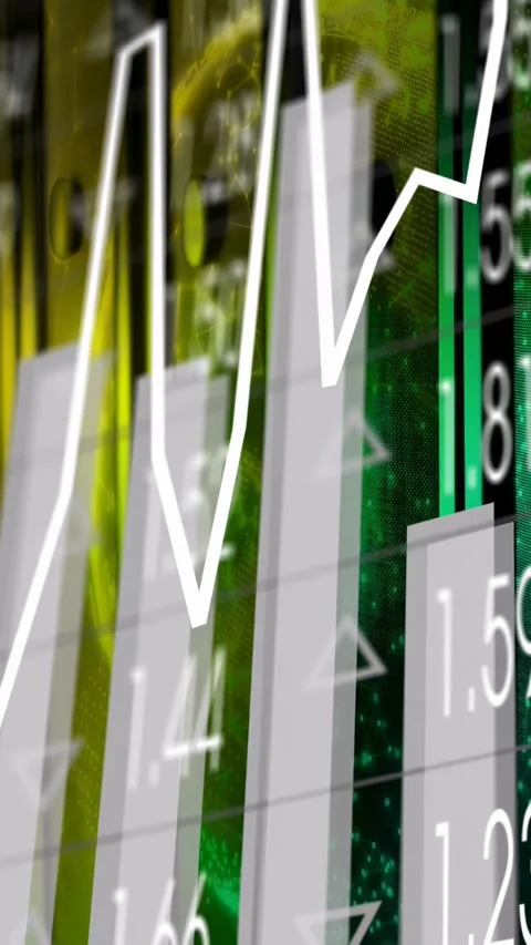 Vertical video: Opening frame white trend line scribbling and bars rising Video stock 333235962